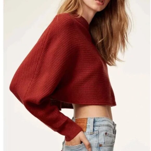 Aritzia Wilfred Free Naomi Cropped Turtleneck Sweater XS Brick (Reddish … - Picture 5 of 9